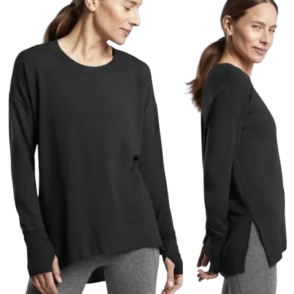 Athleta | Coaster Luxe Pullover Lightweight Sweatshirt Black Size Small